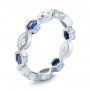 18k White Gold Stackable Diamond And Blue Sapphire Eternity Band - Three-Quarter View -  101876 - Thumbnail