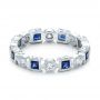 14k White Gold 14k White Gold Stackable Diamond And Blue Sapphire Eternity Band - Flat View -  101874 - Thumbnail