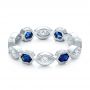 18k White Gold Stackable Diamond And Blue Sapphire Eternity Band - Flat View -  101876 - Thumbnail