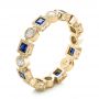 18k Yellow Gold 18k Yellow Gold Stackable Diamond And Blue Sapphire Eternity Band - Three-Quarter View -  101874 - Thumbnail