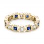18k Yellow Gold 18k Yellow Gold Stackable Diamond And Blue Sapphire Eternity Band - Flat View -  101874 - Thumbnail