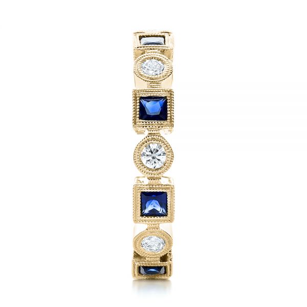 14k Yellow Gold 14k Yellow Gold Stackable Diamond And Blue Sapphire Eternity Band - Side View -  101874