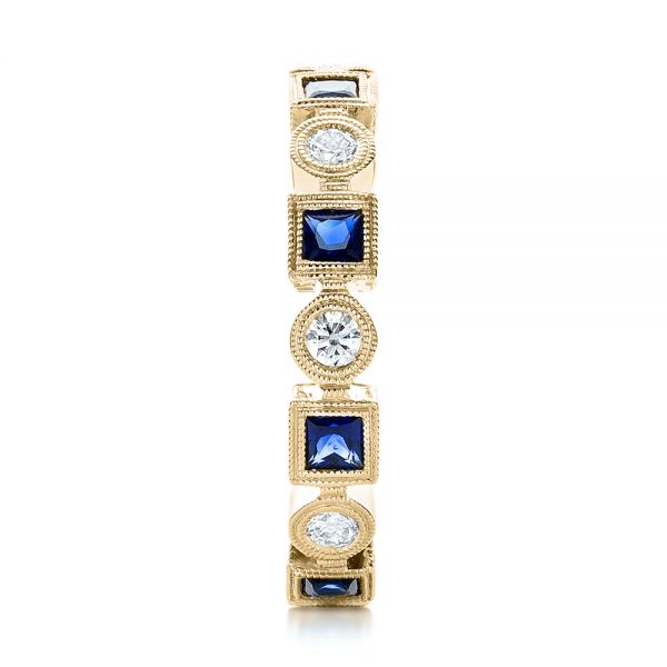 14k Yellow Gold 14k Yellow Gold Stackable Diamond And Blue Sapphire Eternity Band - Side View - 101874