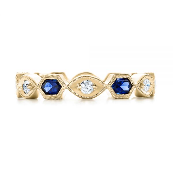 14k Yellow Gold 14k Yellow Gold Stackable Diamond And Blue Sapphire Eternity Band - Top View -  101876