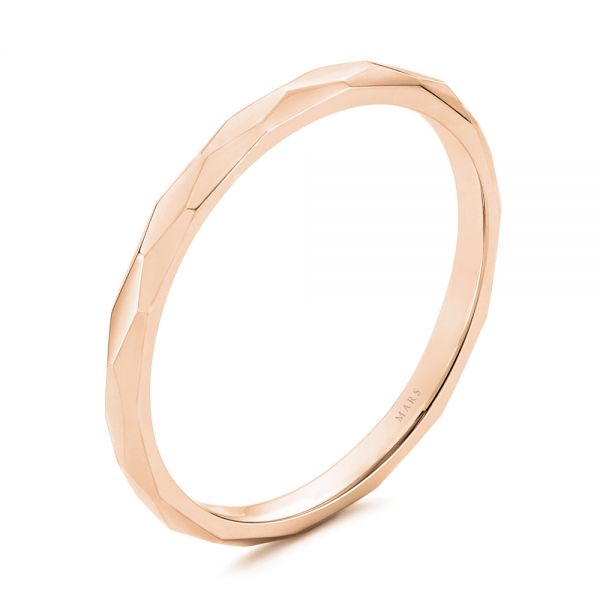 18k Rose Gold 18k Rose Gold Stackable Geometric Wedding Band - Three-Quarter View -  105334