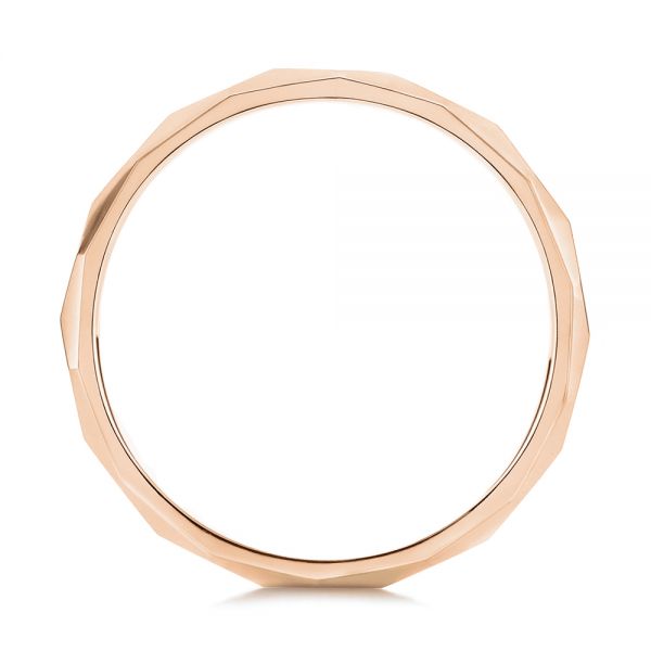 18k Rose Gold 18k Rose Gold Stackable Geometric Wedding Band - Front View -  105334