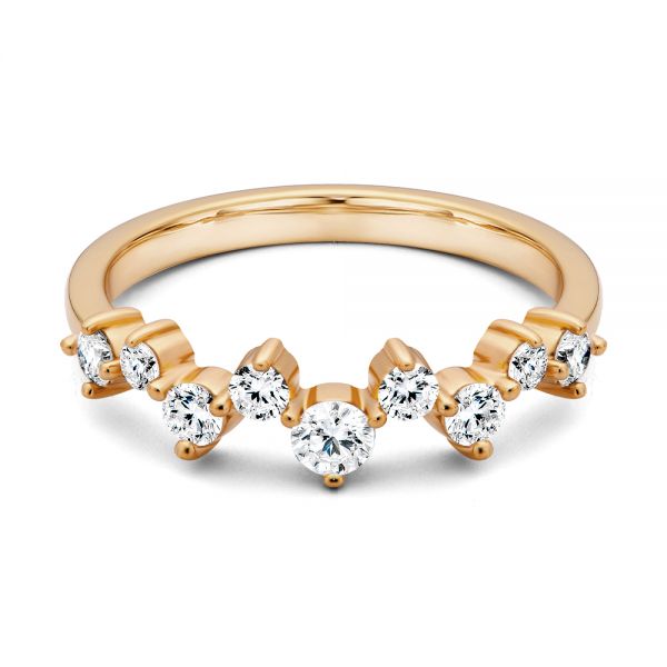 18k Rose Gold 18k Rose Gold Staggered Diamond Wedding Band - Flat View - 107707