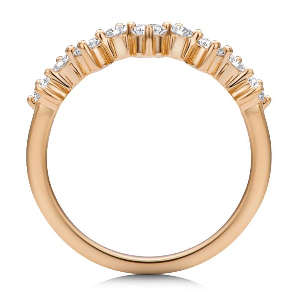 18k Rose Gold 18k Rose Gold Staggered Diamond Wedding Band - Front View - 107707