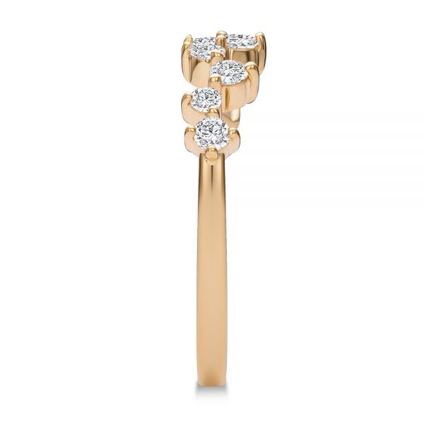 18k Rose Gold 18k Rose Gold Staggered Diamond Wedding Band - Side View - 107707