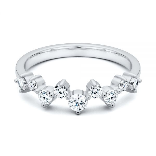 18k White Gold 18k White Gold Staggered Diamond Wedding Band - Flat View - 107707
