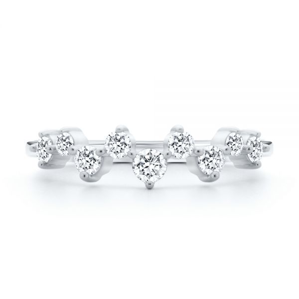 18k White Gold 18k White Gold Staggered Diamond Wedding Band - Top View - 107707