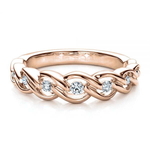 18k Rose Gold 18k Rose Gold Tension Set Diamond Band With Matching Engagement Ring - Vanna K - Flat View -  1461