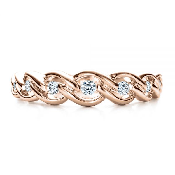 18k Rose Gold 18k Rose Gold Tension Set Diamond Band With Matching Engagement Ring - Vanna K - Top View -  1461