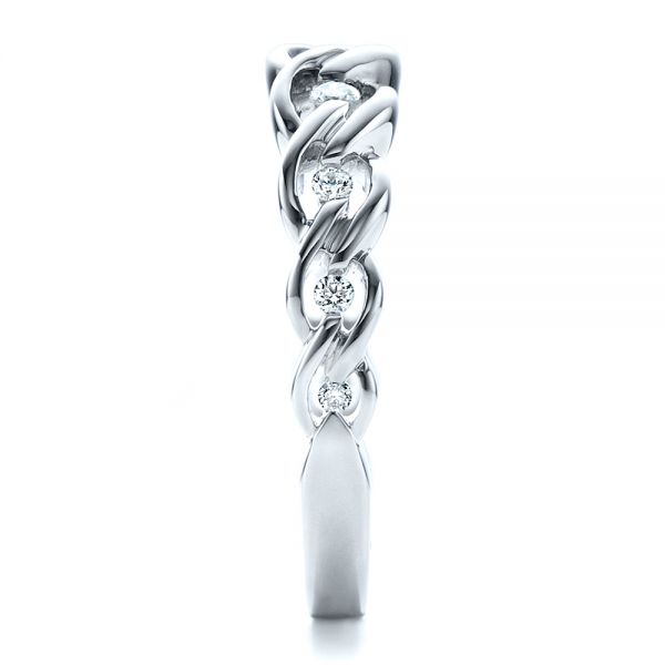 18k White Gold Tension Set Diamond Band With Matching Engagement Ring - Vanna K - Side View -  1461