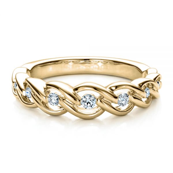 18k Yellow Gold Tension Set Diamond Band With Matching Engagement Ring