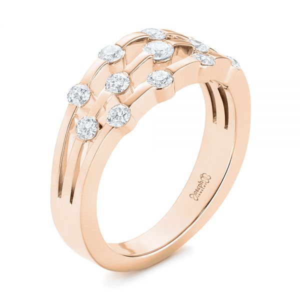 14k Rose Gold 14k Rose Gold Tension Set Diamond Women's Anniversary Band - Three-Quarter View - 945