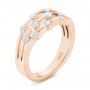 18k Rose Gold 18k Rose Gold Tension Set Diamond Women's Anniversary Band - Three-Quarter View -  945 - Thumbnail