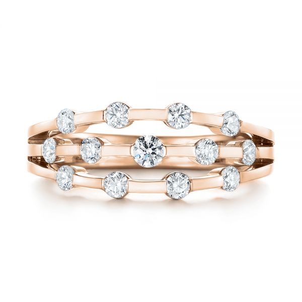 14k Rose Gold 14k Rose Gold Tension Set Diamond Women's Anniversary Band - Top View - 945