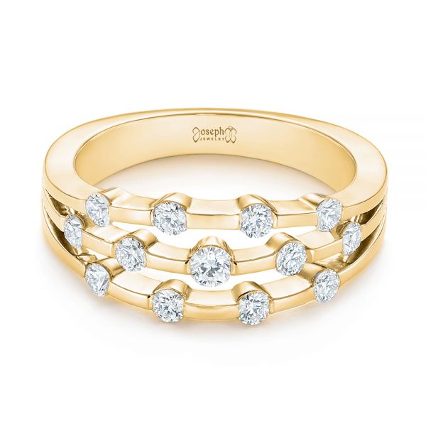14k Yellow Gold 14k Yellow Gold Tension Set Diamond Women's Anniversary Band - Flat View - 945
