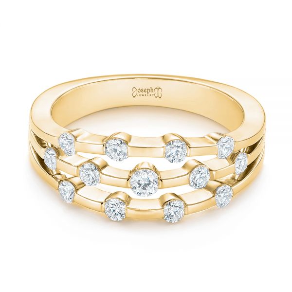 18k Yellow Gold 18k Yellow Gold Tension Set Diamond Women's Anniversary Band - Flat View -  945