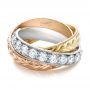  18K Gold And 18K Gold And Platinum Three-tone Hand Engraved Anniversary Band - Flat View -  101834 - Thumbnail