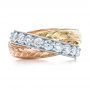  18K Gold And 18K Gold And Platinum Three-tone Hand Engraved Anniversary Band - Top View -  101834 - Thumbnail