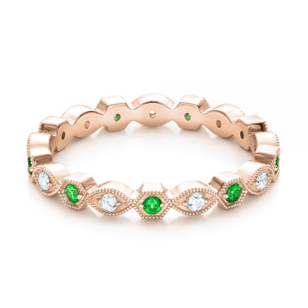 14k Rose Gold 14k Rose Gold Tsavorite And Diamond Stackable Eternity Band - Flat View -  101892