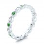 14k White Gold 14k White Gold Tsavorite And Diamond Stackable Eternity Band - Three-Quarter View -  101892 - Thumbnail