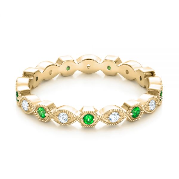 18k Yellow Gold 18k Yellow Gold Tsavorite And Diamond Stackable Eternity Band - Flat View - 101892