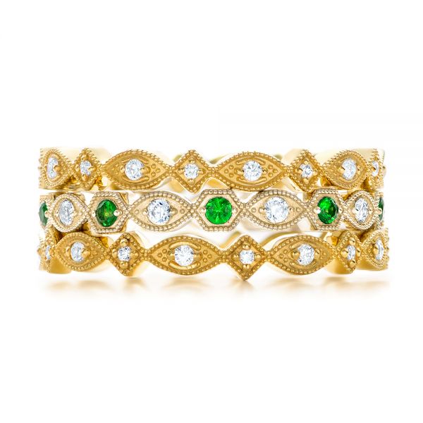 14k Yellow Gold 14k Yellow Gold Tsavorite And Diamond Stackable Eternity Band - Front View -  101892