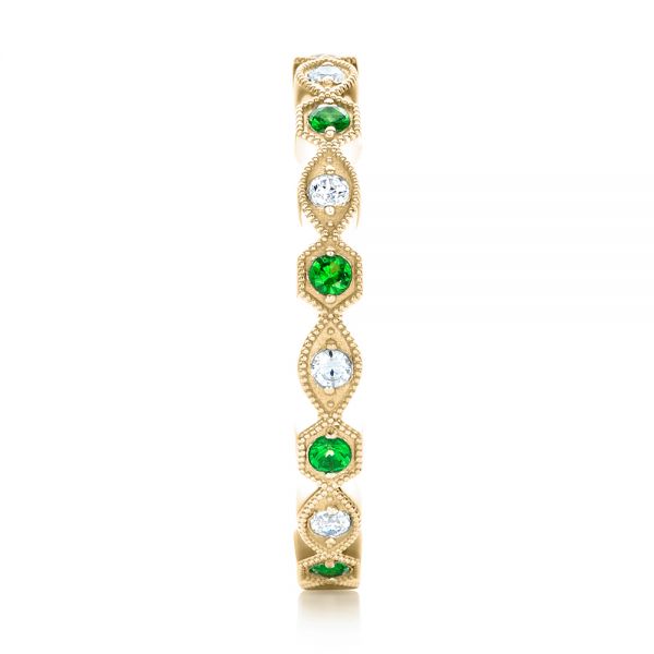 18k Yellow Gold 18k Yellow Gold Tsavorite And Diamond Stackable Eternity Band - Side View -  101892