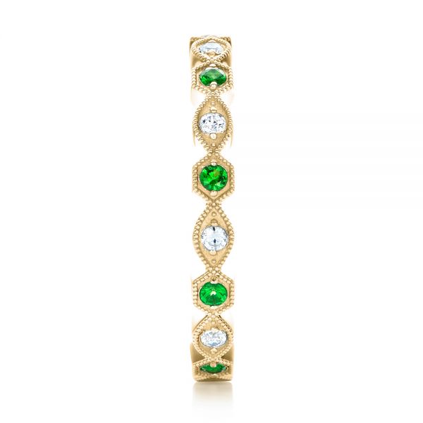 18k Yellow Gold 18k Yellow Gold Tsavorite And Diamond Stackable Eternity Band - Side View - 101892