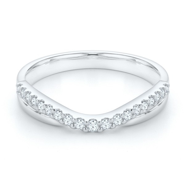 18k White Gold 18k White Gold Twist Style Diamond Ring - Flat View -  107910