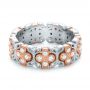 18k Rose Gold And 18K Gold Two-tone Cross Diamond Stackable Eternity Band - Flat View -  101921 - Thumbnail