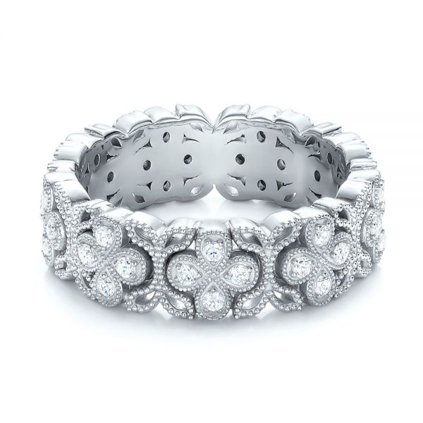 18k White Gold And 18K Gold 18k White Gold And 18K Gold Two-tone Cross Diamond Stackable Eternity Band - Flat View - 101921