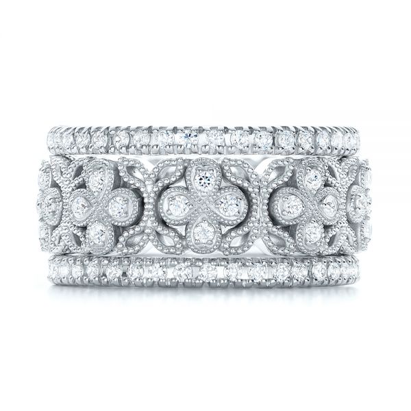 18k White Gold And 18K Gold 18k White Gold And 18K Gold Two-tone Cross Diamond Stackable Eternity Band - Front View - 101921