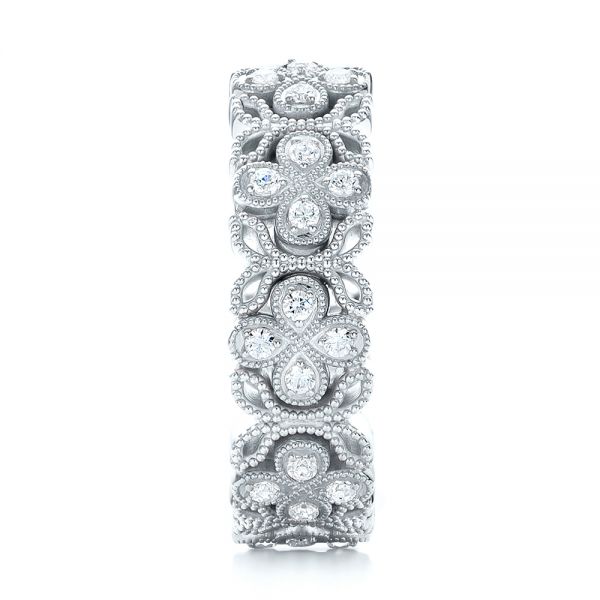 18k White Gold And 18K Gold 18k White Gold And 18K Gold Two-tone Cross Diamond Stackable Eternity Band - Side View - 101921