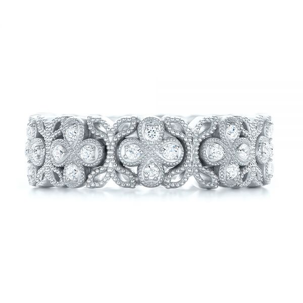 18k White Gold And 18K Gold 18k White Gold And 18K Gold Two-tone Cross Diamond Stackable Eternity Band - Top View - 101921