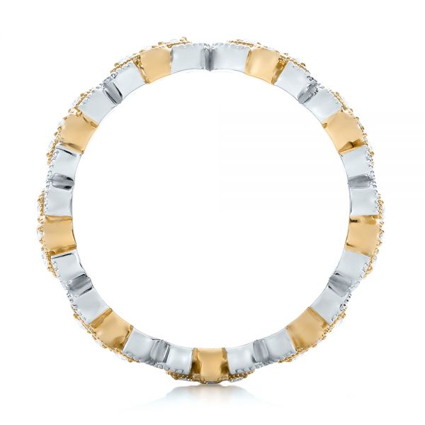 18k Yellow Gold And 18K Gold 18k Yellow Gold And 18K Gold Two-tone Cross Diamond Stackable Eternity Band - Front View - 101921