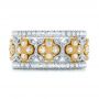 14k Yellow Gold And 14K Gold 14k Yellow Gold And 14K Gold Two-tone Cross Diamond Stackable Eternity Band - Front View -  101921 - Thumbnail