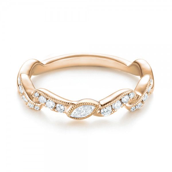 14k Rose Gold And Platinum 14k Rose Gold And Platinum Two-tone Diamond Wedding Band - Flat View -  103110