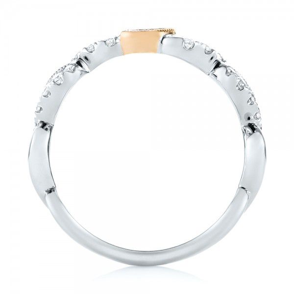 18k White Gold And 18K Gold Two-tone Diamond Wedding Band - Front View -  103110