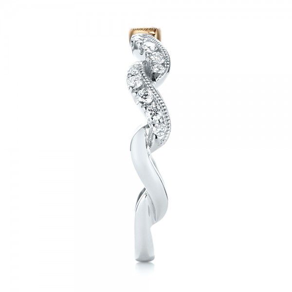 18k White Gold And 14K Gold 18k White Gold And 14K Gold Two-tone Diamond Wedding Band - Side View - 103110