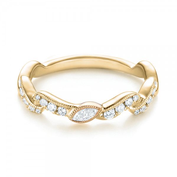 14k Yellow Gold And 14K Gold 14k Yellow Gold And 14K Gold Two-tone Diamond Wedding Band - Flat View -  103110