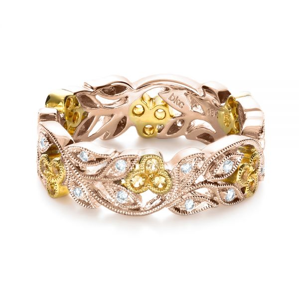 18k Rose Gold And 18K Gold 18k Rose Gold And 18K Gold Two-tone Diamond Women's Anniversary Band - Flat View - 1252