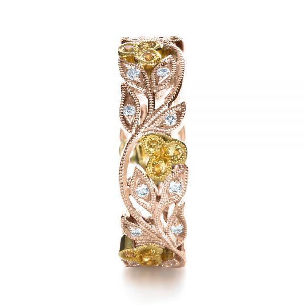 18k Rose Gold And 18K Gold 18k Rose Gold And 18K Gold Two-tone Diamond Women's Anniversary Band - Side View - 1252