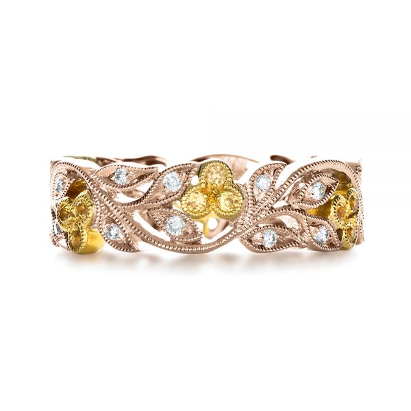 18k Rose Gold And 18K Gold 18k Rose Gold And 18K Gold Two-tone Diamond Women's Anniversary Band - Top View - 1252