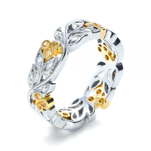  Platinum And 18K Gold Platinum And 18K Gold Two-tone Diamond Women's Anniversary Band - Three-Quarter View -  1252