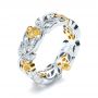 18k White Gold And 18K Gold Two-tone Diamond Women's Anniversary Band - Three-Quarter View -  1252 - Thumbnail