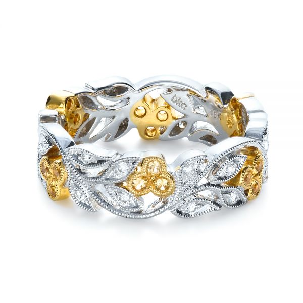 18k White Gold And 18K Gold Two-tone Diamond Women's Anniversary Band - Flat View -  1252